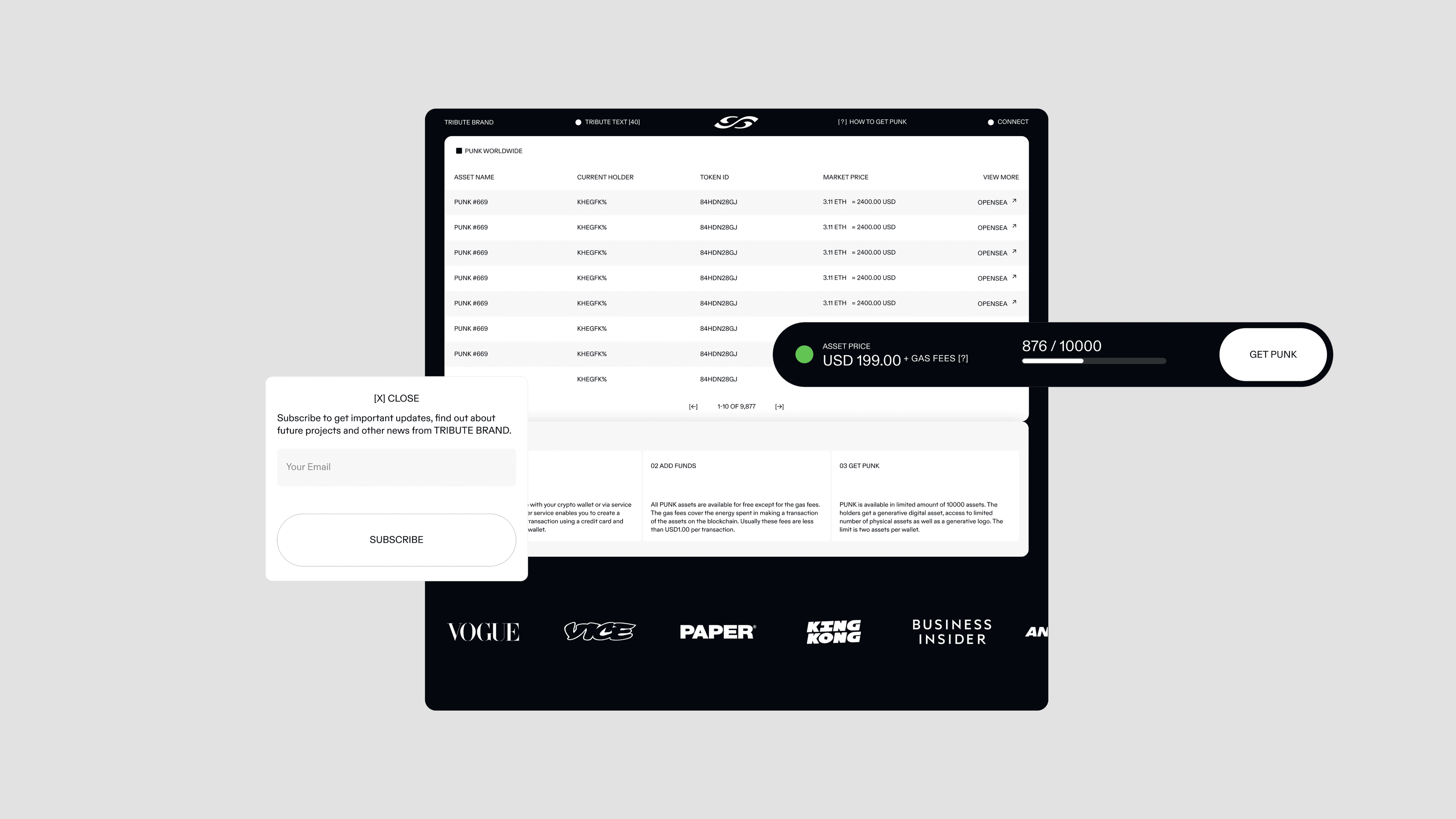Tribute Brand desktop homepage